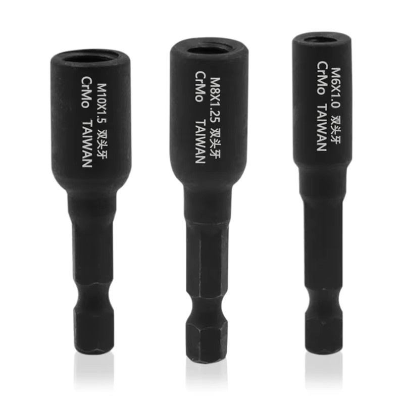 Sechskantschaft Vierkantantrieb Gewindebohrer Adapter für M6 M8 M10 1/4 in Schwarz - Bild 6