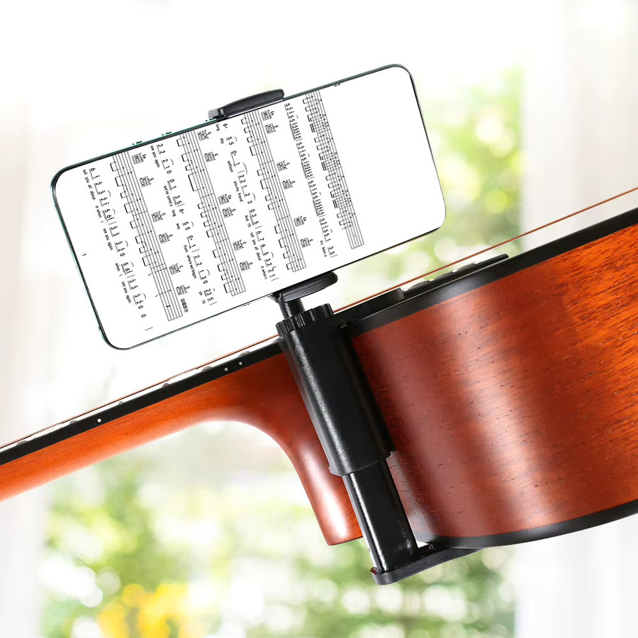 Verstellbare Mehrzweck-Gitarren-Halterung für Smartphone und Kamera in Schwarz für Video-Streaming und Freisprechanrufe - Bild 4