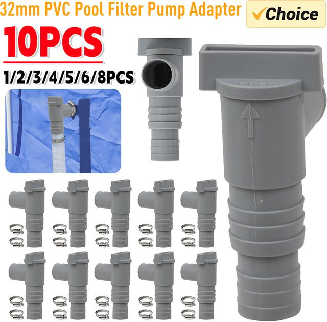 Intex Pool Filter Pumpe Adapter Set aus PVC mit Kugelventil und Ablassventil in Grau für 32mm Schlaucharmaturen - Bild 1