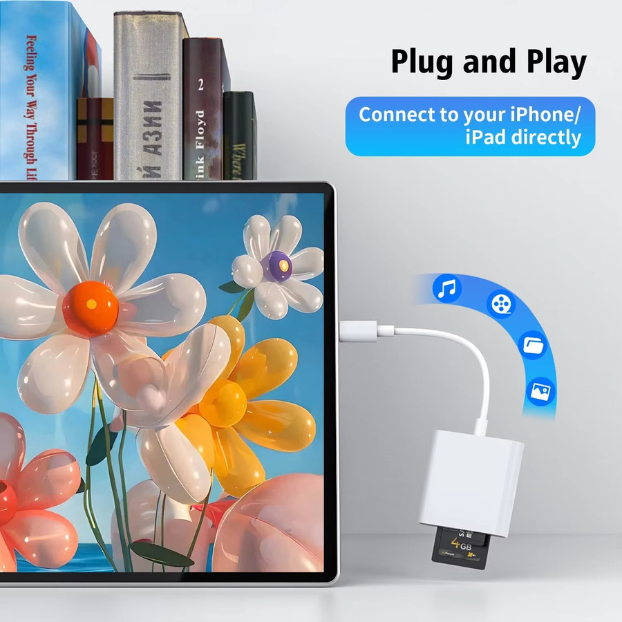 2-in-1 Typ-C zu SD/TF-Karten OTG-Adapter in Weiß für iPhone 16 15 Pro Max, iPad Mini 6 und Samsung Geräte - Bild 3