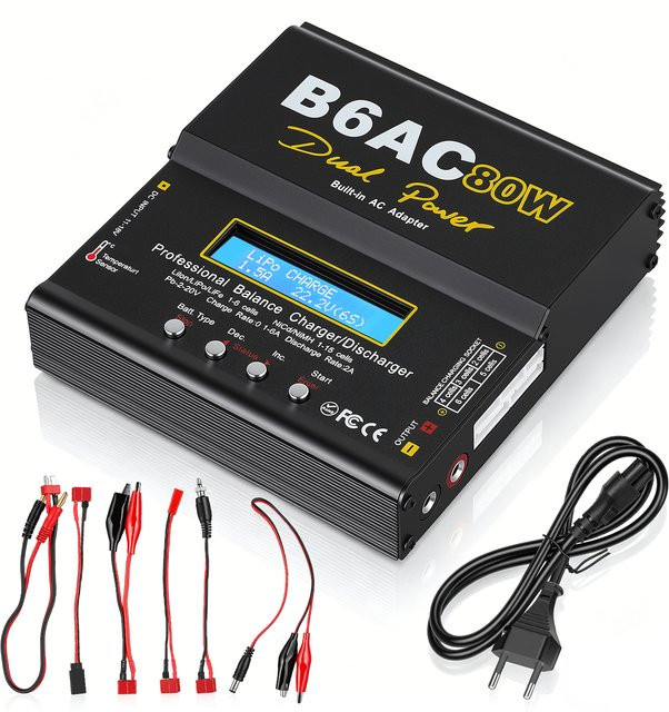 IMAX B6 80W Intelligentes Multifunktionales Akku-Ladegerät mit XT60 Anschluss für 1-6 Zellen LiPo Akkus in Schwarz - Bild 1