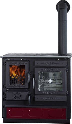 GLOBEFIRE Holzherd Alhena in Rot aus Stahl mit 6,6 kW Leistung, B/T/H: 86,0 x 90,0 x 60,0 cm - Bild 1