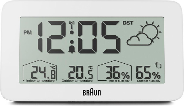 Braun BC13WP-DCF digitaler Funkwecker mit Wetterstation in Weiß - Bild 1
