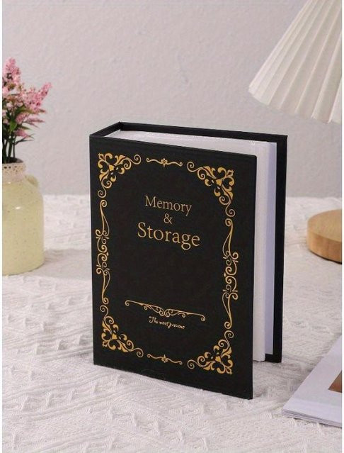 Ambiel Charm Fotoalbum im klassischen europäischen Stil mit Goldfolien-Einband, 100 Blatt, Schwarz - Bild 1