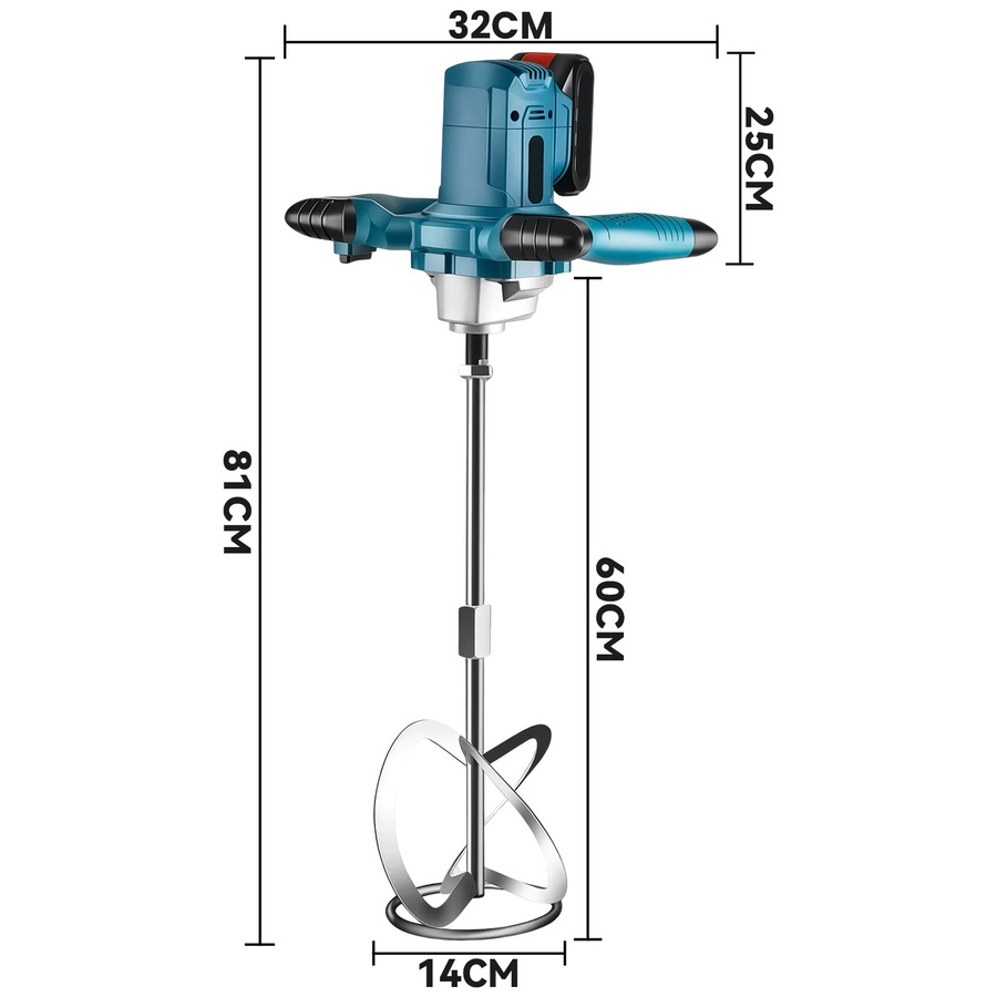 Makita Kabelloser elektrischer Mörtelmischer in Blau mit 140 Nm Drehmoment, 6 Geschwindigkeiten und S-Typ-Rührstab, passend für 18-V-Batterien - Bild 3