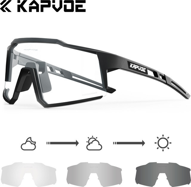 Kapvoe Sportsonnenbrille, Photochrome, transparent, unisex, Vollrand - Bild 1