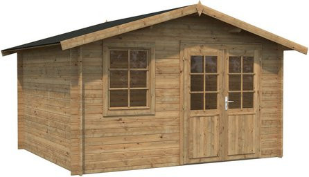 PALMAKO Blockbohlenhaus Klara in Braun mit Fenster und Giebeldach, B/H/T: 424 x 245 x 350 cm - Bild 1