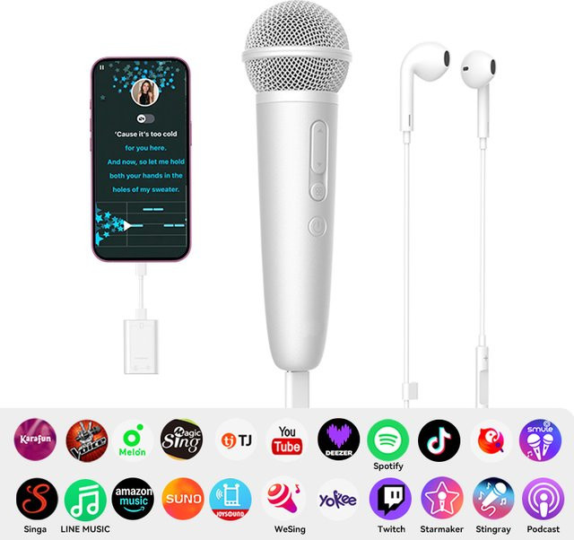 PUREMIC Karaoke-Mikrofon in Pink mit Kopfhörer-Feedback für Gesang und Aufnahmen, kompatibel mit Spotify, Smule, YouTube und Apple Music - Bild 1