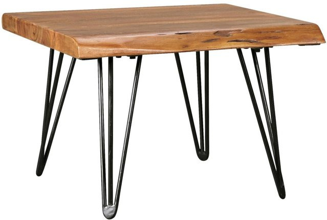 Wohnling Couchtisch aus Sheesham Holz mit Live Edge Design in Schwarz und Braun, B/H/T: 56 x 38 x 51 cm - Bild 1