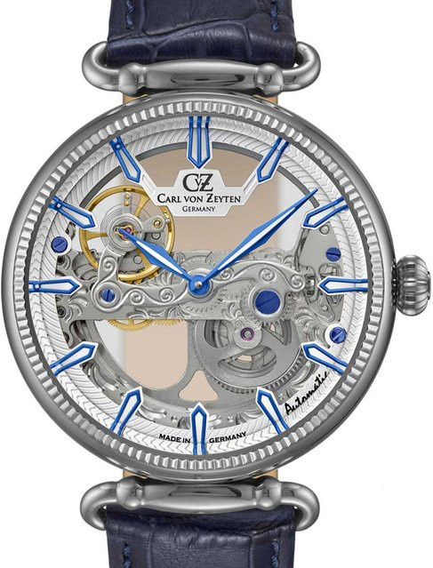 Carl von Zeyten Automatik Herrenuhr, Edelstahl, Leder, 42 mm, Silber - Bild 1