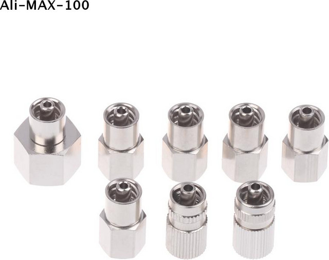 AyS Luer Locking Head Dosiermaschinenadapter Dosierventilanschluss in Silber mit M5 M6 M8 M10 und G1/8 G1/4 Anschlüssen - Bild 1