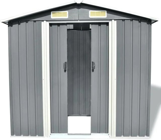 vidaXL Gartenschuppen aus verzinktem Stahl in Grau, B/T/H: 204 x 132 x 186 cm - Bild 1
