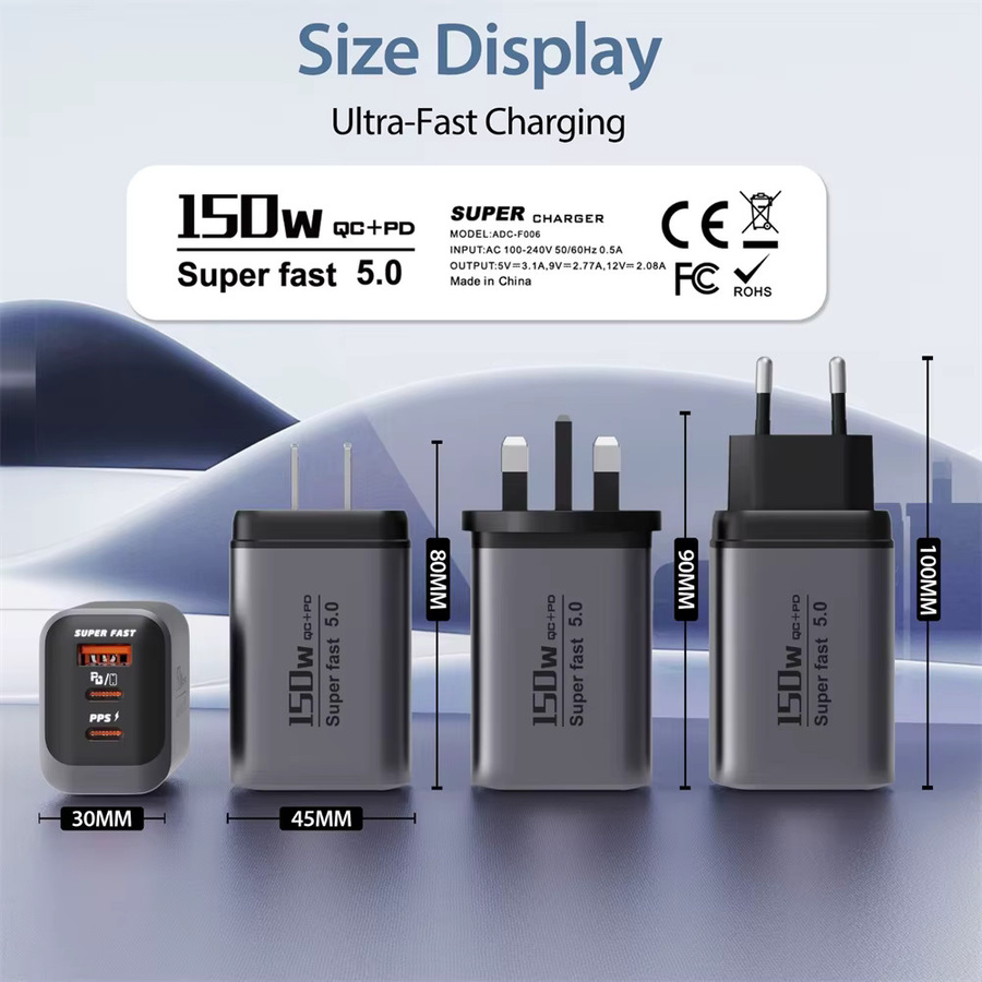 MAEBOXY 150W Multi-Port USB-C Ladegerät in Schwarz und Grau für schnelles Laden von Honor, Huawei, Xiaomi und iPhone - Bild 6