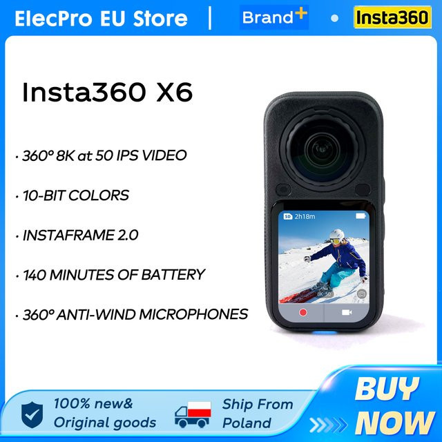 Insta360 X6 360 Grad Action-Kamera mit 8K Auflösung und KI-Bearbeitungsfunktion in Schwarz - Bild 1