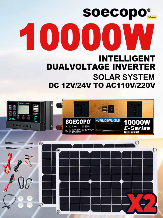 SOECOPO 10000 W Solarset mit 2 x 500 W Panels, Wechselrichter und 100 A Controller - Bild 5