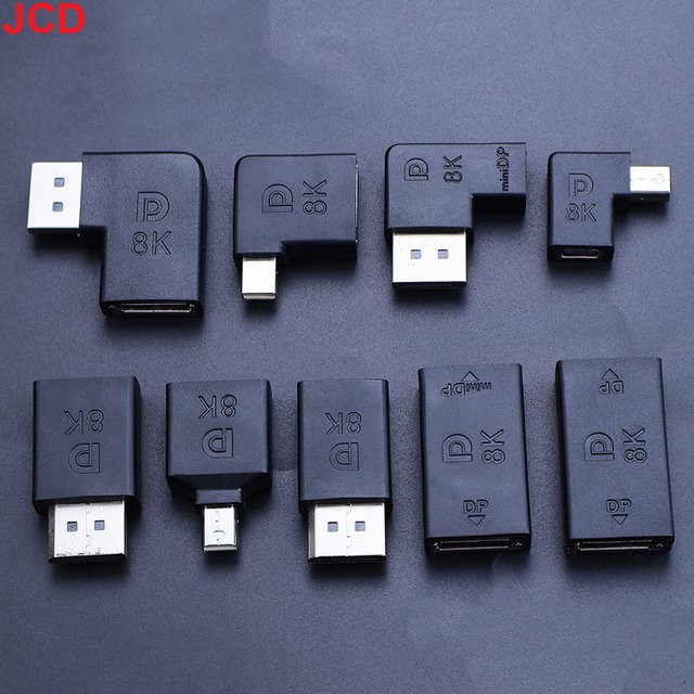 DisplayPort auf Mini DisplayPort Adapter in Schwarz, 90 Grad Konverter für 8K 60Hz und 4K 144Hz, DP 1.4 Stecker auf Mini DisplayPort Buchse für PC und Computer - Bild 1
