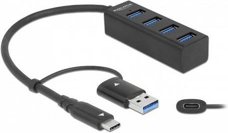Delock USB-Hub 63828 mit 2x USB-A und 2x USB-C Ports USB 3.2 Gen1 5 GBit/s Schwarz - Bild 1