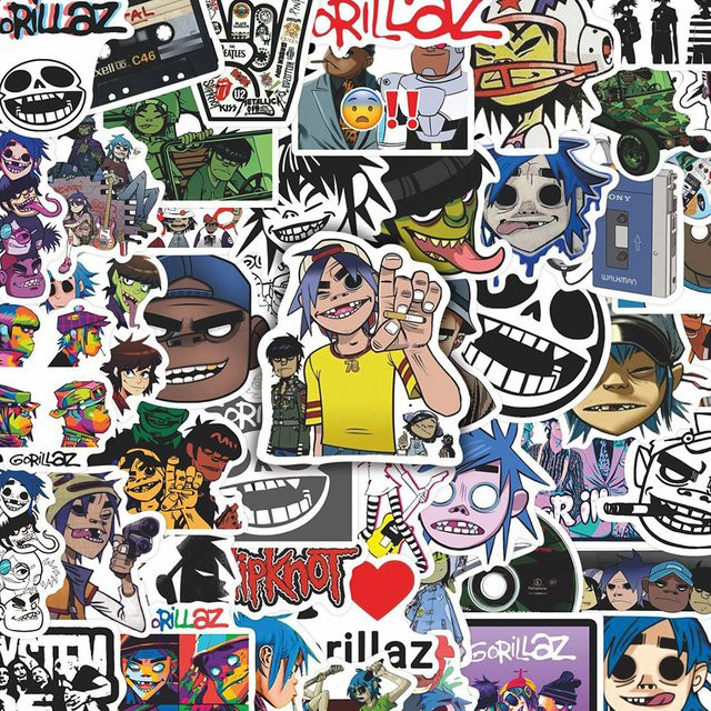 Gorillaz Band Aufkleber Set für Laptop, Gitarre und Scrapbook in Multicolor - Bild 1