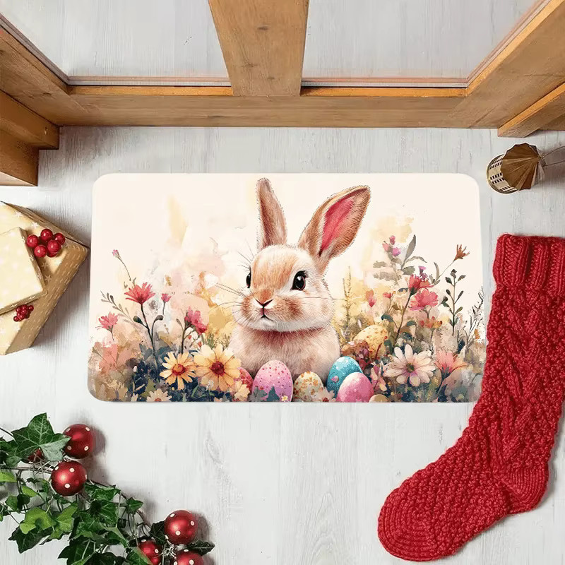VIKAMA Osterhase-Eier-Teppich, bunt, rechteckig, maschinenwaschbar - Bild 2