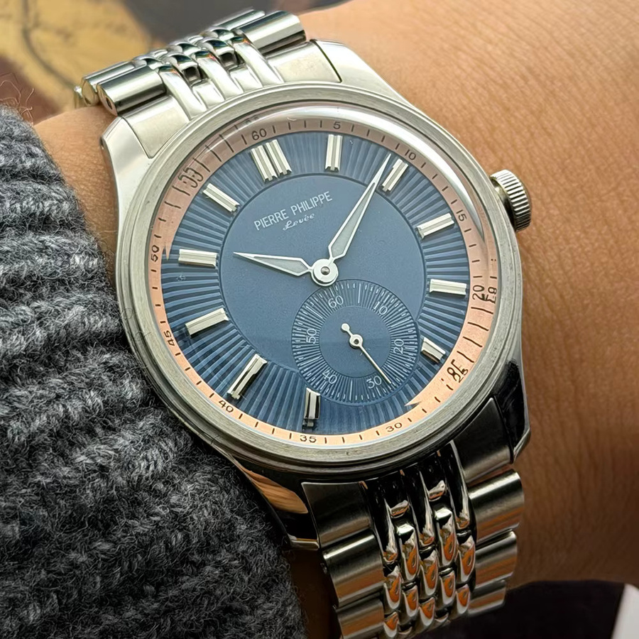 PIERRE PHILIPPE Armbanduhr, Handaufzug, Blau, Edelstahl, 38 mm, Herren - Bild 3