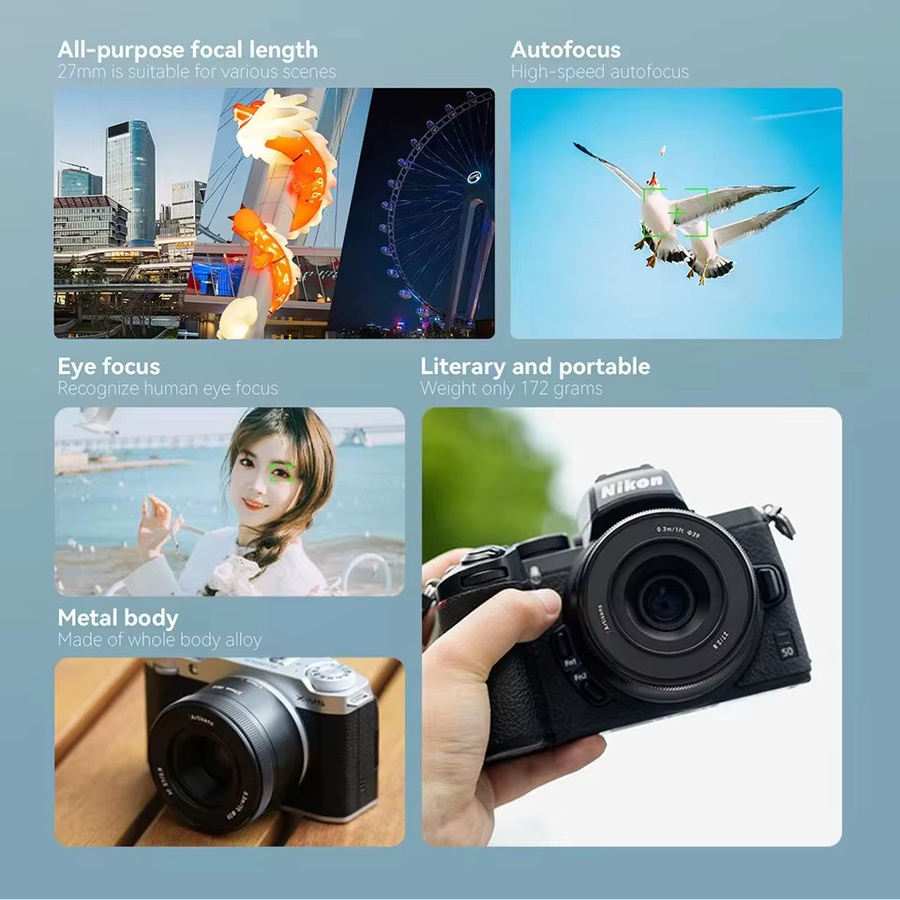 7artisans AF 27 mm F2,8 Autofokus-Objektiv für Sony E, Fujifilm XF und Nikon Z in Schwarz - Bild 2