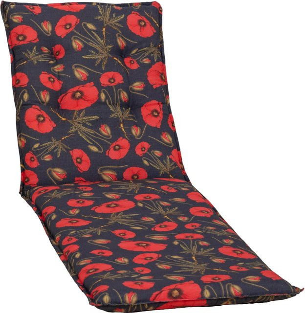 Beo Liegenauflage Trondheim mit roten Mohnblüten in Schwarz-Rot, atmungsaktiv und Oeko-Tex Standard 100 zertifiziert - Bild 1