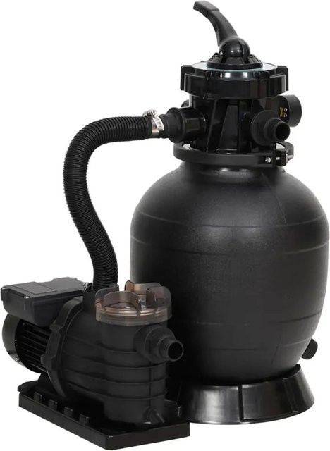 vidaXL Sandfilteranlage für Schwimmbecken mit Vorfilter, Schwarz - Bild 1