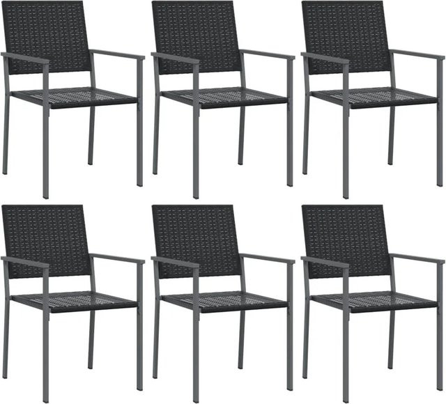 6er Set vidaXL Gartenstühle aus Poly-Rattan in Schwarz mit Armlehnen, B/T/H: 54 x 62,5 x 89 cm - Bild 1