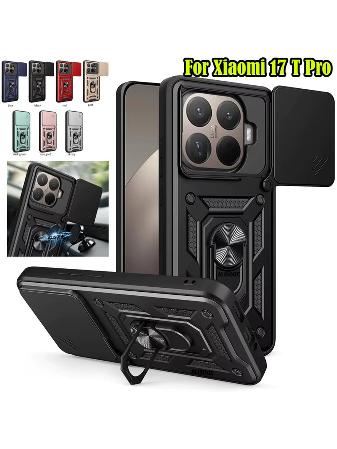 Robuste Panzer Schiebekamera-Schutzhülle für Xiaomi 17 15 14 13 T Pro Max POCO X8 X7 F8 M7 Pro Ultra mit Magnetring-Ständer und TPU-Abdeckung in Schwarz und Blau - Bild 6