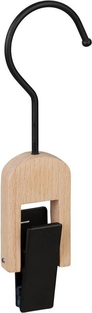 Relaxdays Klemmhaken 5er Set aus Eisen und Holz in Schwarz und Natur, drehbar, B/T/H: 18,5 x 6 x 2,5 cm - Bild 1