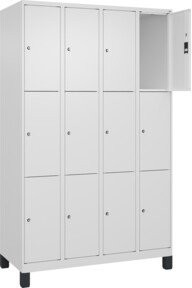 C+P Schließfachschrank Classic PLUS mit 4 Abteilen und Füßen, Farbe RAL 9016 Verkehrsweiß, B/T/H: 120 x 50 x 195 cm - Bild 1