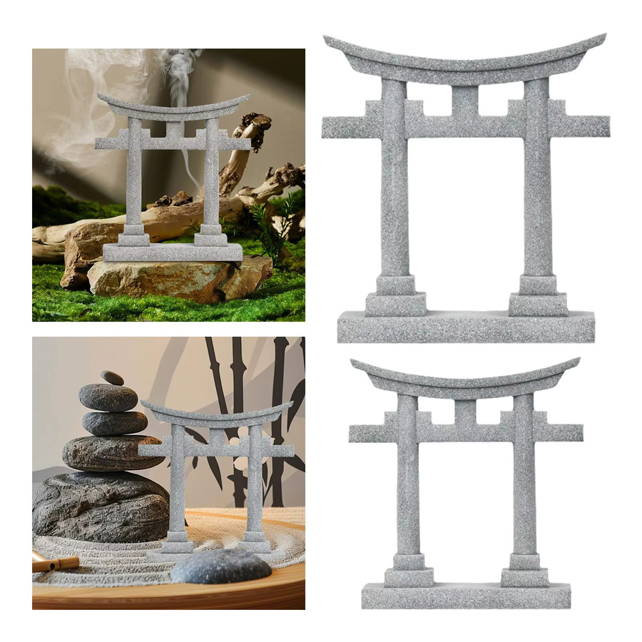 Kesoto Japanisches Torii-Tor Aquarium-Dekoration aus PVC in Grau als Landschaftsornament und Versteckhöhle - Bild 2