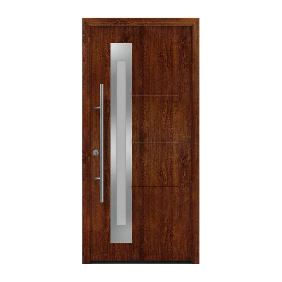 EcoStar Haustür Isopro Secur IPS 780S in Dark Oak mit Glaseinsatz, Farbe: Braun, B/H: 110 x 210 cm, DIN Links, RC2 Sicherheit, Modernes Design aus Stahl und Aluminium - Bild 2