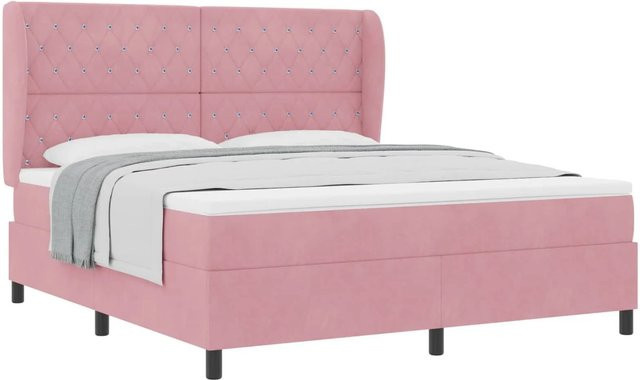 vidaXL Boxspringbett mit Matratze und Taschenfederkern in Rosa, B/T/H: 180 x 200 x 28 cm - Bild 1