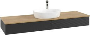 V&B Waschtischunterschrank Antao mit Frontstruktur in Eiche Honig, Blau lackiert, Wandmontage, B: 160 cm, T: 50 cm - Bild 1