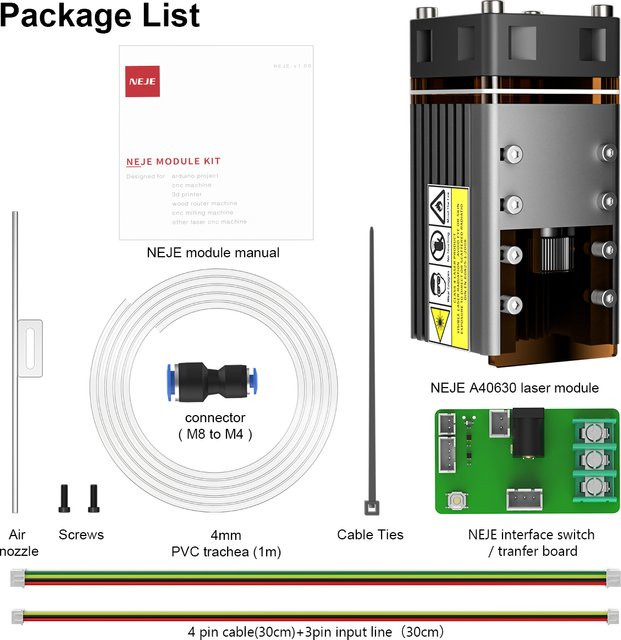 NEJE 50W Lasermodul-Kit A40630 mit 450nm Blaulicht für Schneidgravur und TTL/PWM-Modulation - Bild 1
