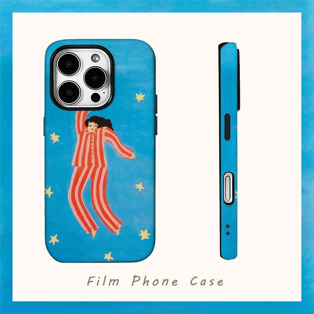 Potdemiel Handyhülle Blaue Pyjamas Star Girl für iPhone 11 bis iPhone 16 Pro Max Plus mit doppelschichtiger Rückseite - Bild 1