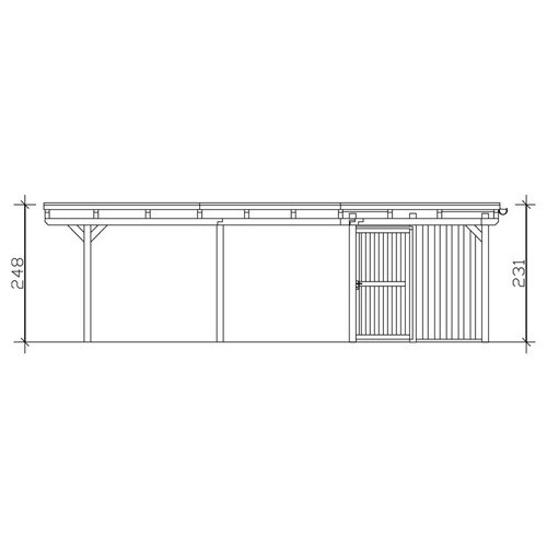 SKANHOLZ Doppelcarport Emsland aus Leimholz in Nussbaum Braun mit Flachdach und Aluminium-Dachplatten, B/T: 613 x 846 cm, Höhe: 248 cm - Bild 2