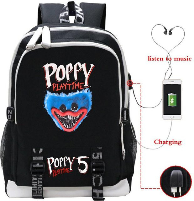 3-teiliges Schulrucksack-Set in Schwarz aus Oxford-Stoff mit Schultasche, Schultergurt und Federmäppchen - Bild 1