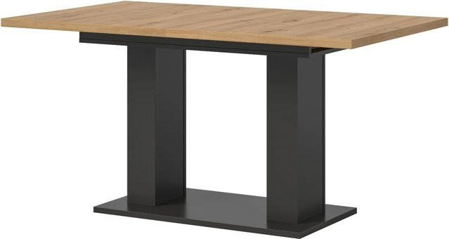 Ausziehbarer Esstisch Inn.Furn in Eiche und Grau, B/T/H: 150 x 90 x 76 cm (ausziehbar auf 190 cm) - Bild 1