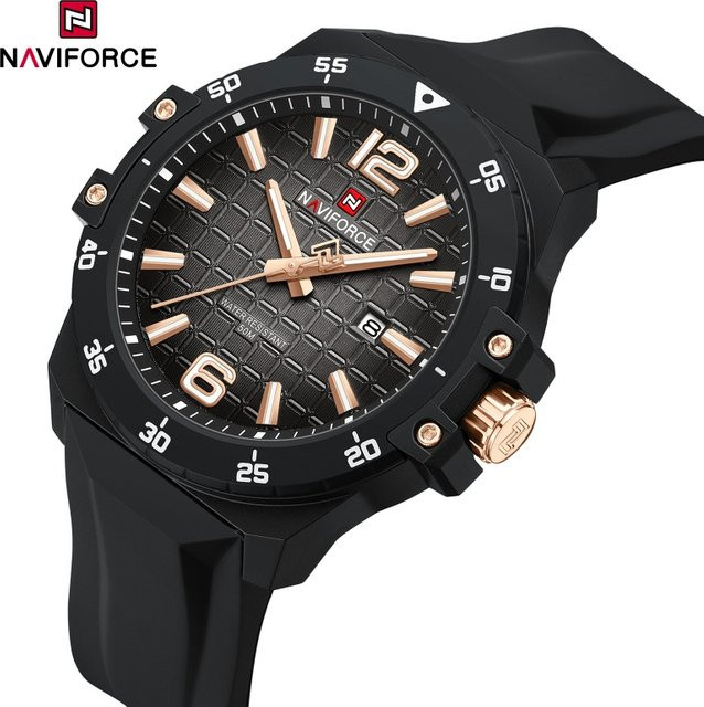 NAVIFORCE Armbanduhr, Quarz, Silikonarmband, Schwarz, Herren - Bild 1