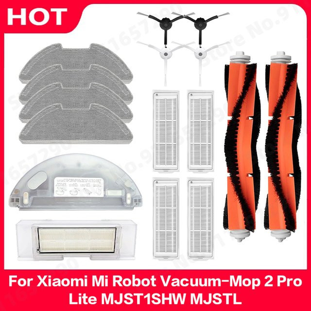 QIXIAO Zubehör-Set für Xiaomi Mi Robot Vacuum-Mop 2 Pro/Lite MJST1SHW MJSTL mit Seitenbürste, Hauptbürste, Wassertank, Staubbehälter, Wischtuch und HEPA-Filter - Bild 1