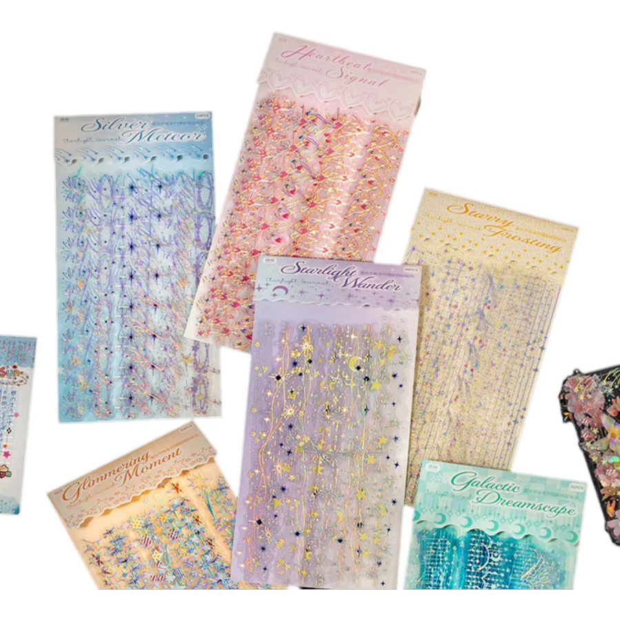 Mr.Paper Starlight-Serie Holografische Laser-Silber PET Streifenaufkleber für DIY Scrapbook und Tagebuch, 20 Stück pro Packung - Bild 2
