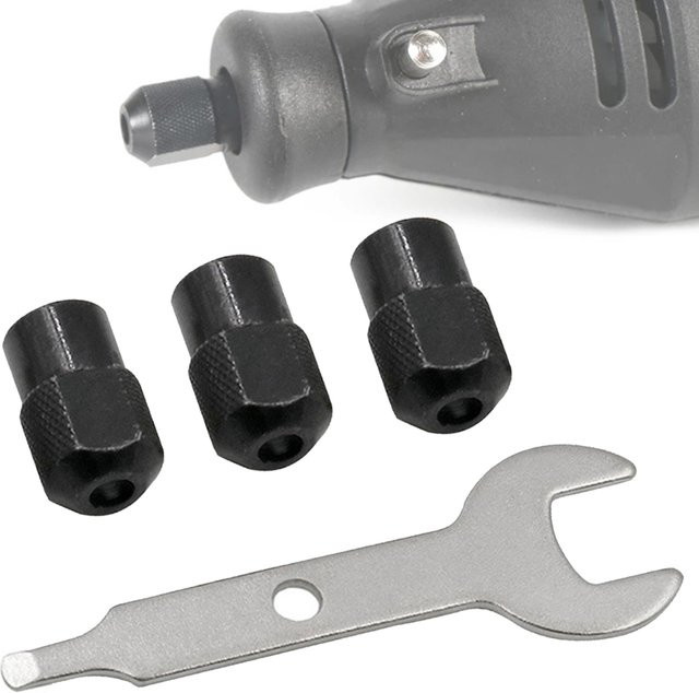 Vibratite 3er-Set Kleine Bohrfutter-Adapter mit 8 mm Spannweite und 0,75 mm Gewinde in Schwarz für Drehwerkzeuge und Gravierer - Bild 1