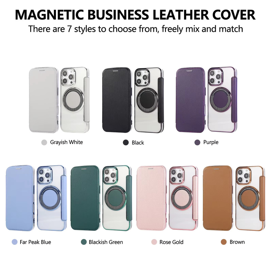 Magnetische Leder-Brieftasche mit MagSafe Wireless Charging Unterstützung für iPhone 12 bis iPhone 17 Pro Max in Braun - Bild 4