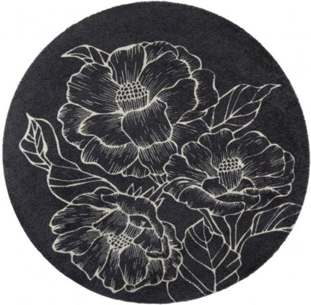 MD Entree Universal Teppich La Fleur Rund, Durchmesser: 100 cm, Anthrazit - Bild 1