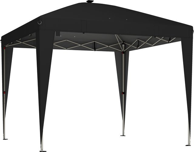 Outsunny Pop-Up Gartenpavillon Schwarz, höhenverstellbarer Faltpavillon mit zentraler Leuchte und USB, UV50+ Schutz, B/T: 300 x 300 cm - Bild 1