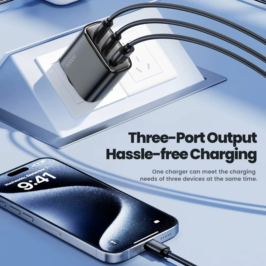 Toocki 40 W GaN USB-C Schnellladegerät mit Dual USB-C Anschlüssen und QC 4.0 in Schwarz - Bild 2