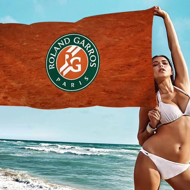 Roland Garros Mikrofaser-Strandtuch mit Logo-Print, schnelltrocknend und super saugfähig, Orange - Bild 1