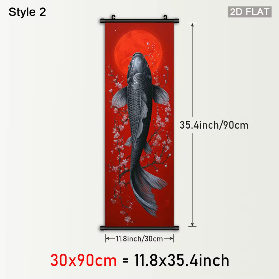 VIKAMA Wandteppich mit Koi-Fischen und Kirschblüten in Rot und Multicolour, Orientale Wandkunst für dein Zuhause, B/H: 40 x 40 cm - Bild 5